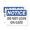 Signmission Do Not Lean On Gate, 10 in W x Rectangle, Vinyl Decal OS-2PACK-NS-D-710-L-11290 - alternate 1